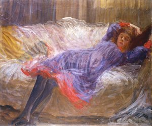 Girl Reclining on Sofa